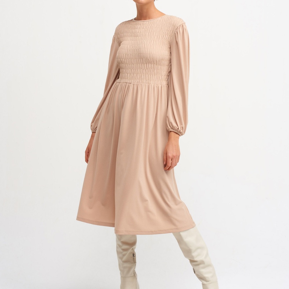 Elegant Zara Taupe Long Sleeve Dress Sz S